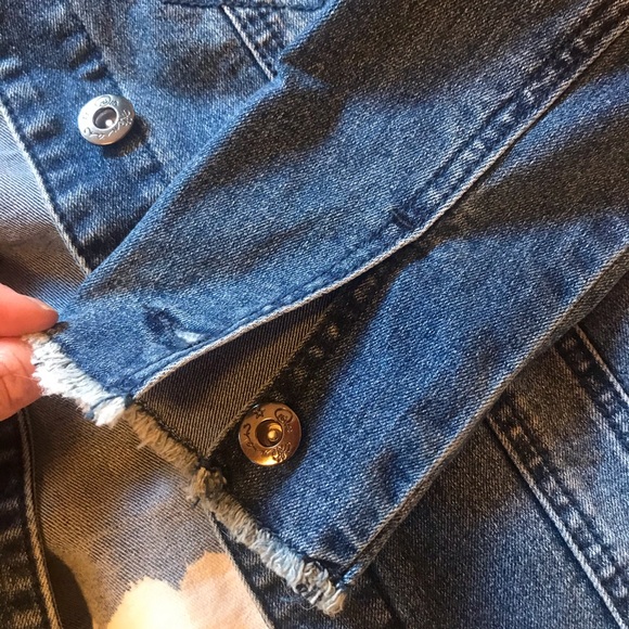 Diane Gilman distressed jean denim jacket xs - Picture 5 of 8
